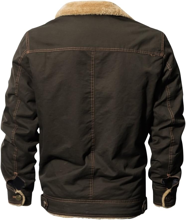 Minishion Men's Collar Neck Fur Cotton Army Winter Jacket Fashion Outdoor Coat