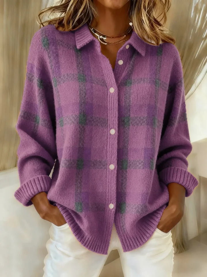 Women's Casual Contrast Retro Plaid shirt