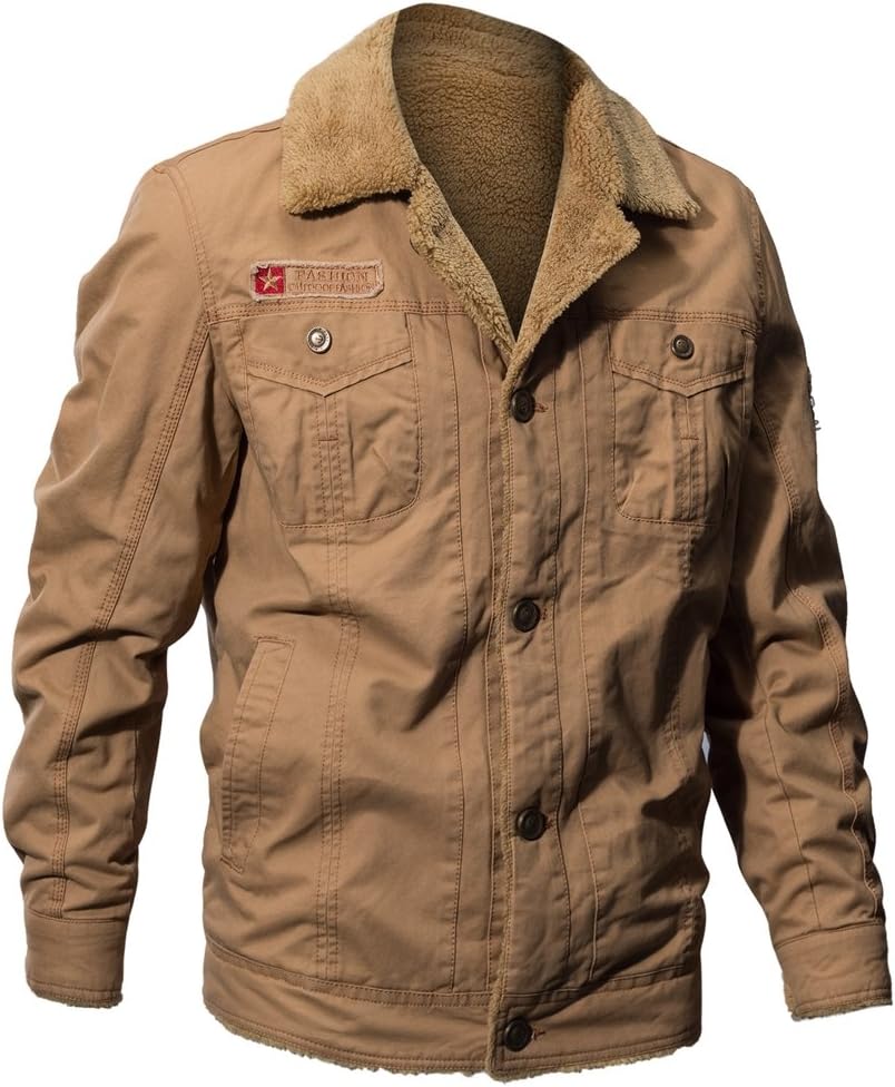 Minishion Men's Collar Neck Fur Cotton Army Winter Jacket Fashion Outdoor Coat