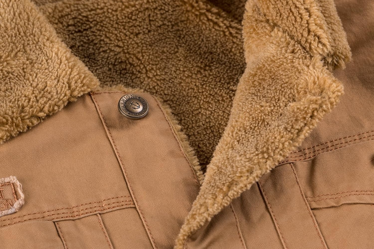 Minishion Men's Collar Neck Fur Cotton Army Winter Jacket Fashion Outdoor Coat