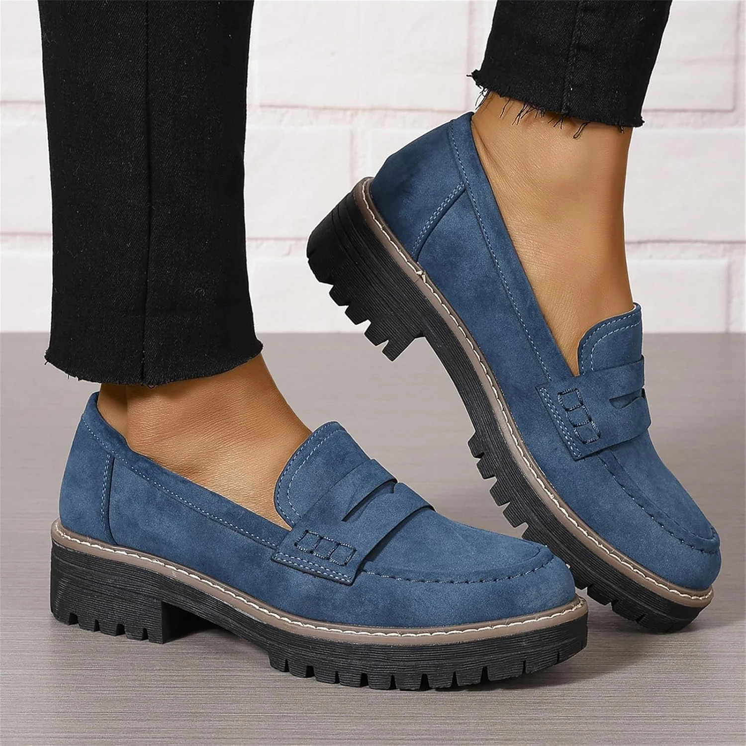 British Style Thick-Soled And Comfortable Loafers With Chunky Heels