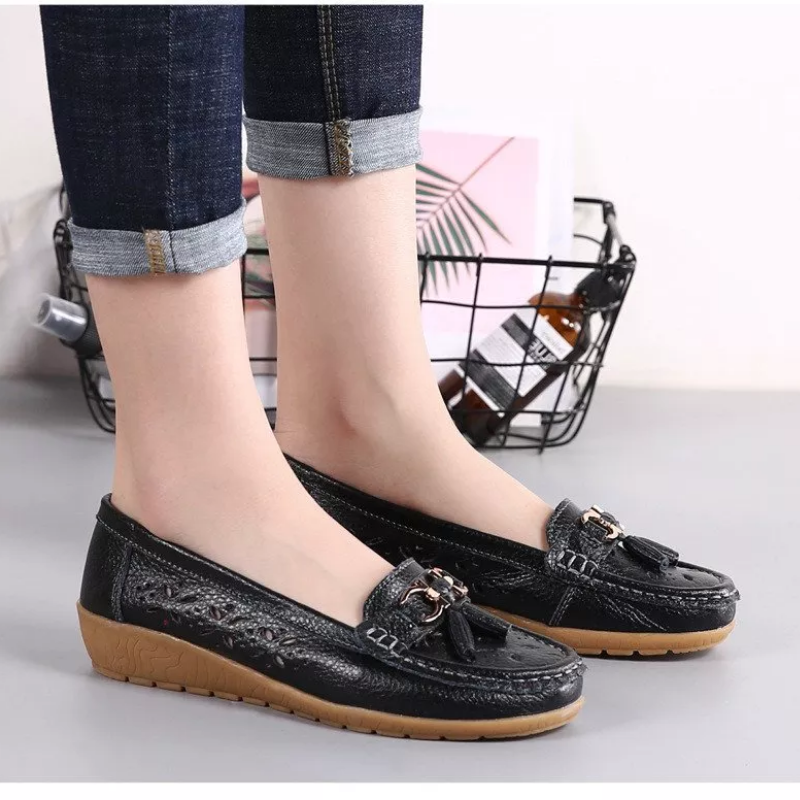 Women's Hollow Soft Leather Breathable Moccasins Sandals