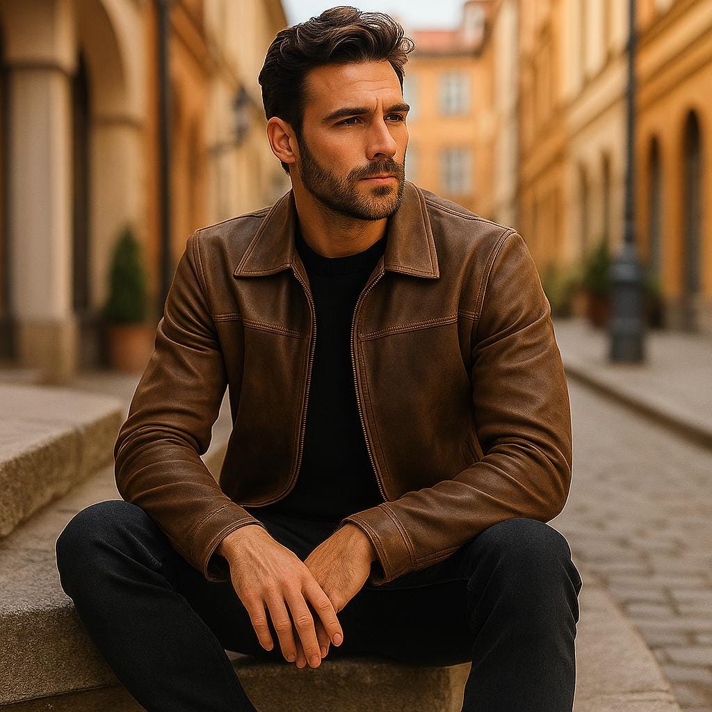 🔥Timeless Brown Leather Jacket – Effortless Style & Premium Craftsmanship！