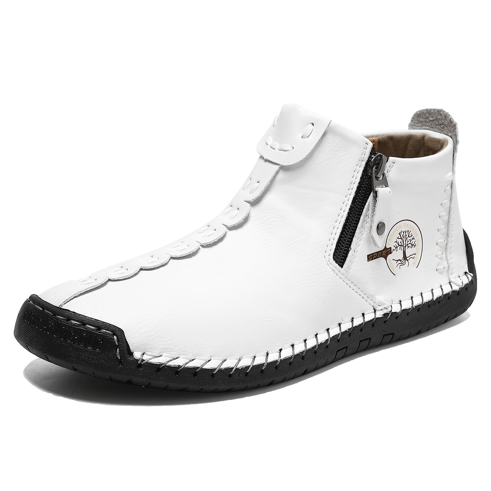 Men's Hand Stitching Leather Side Zippers British Shoes