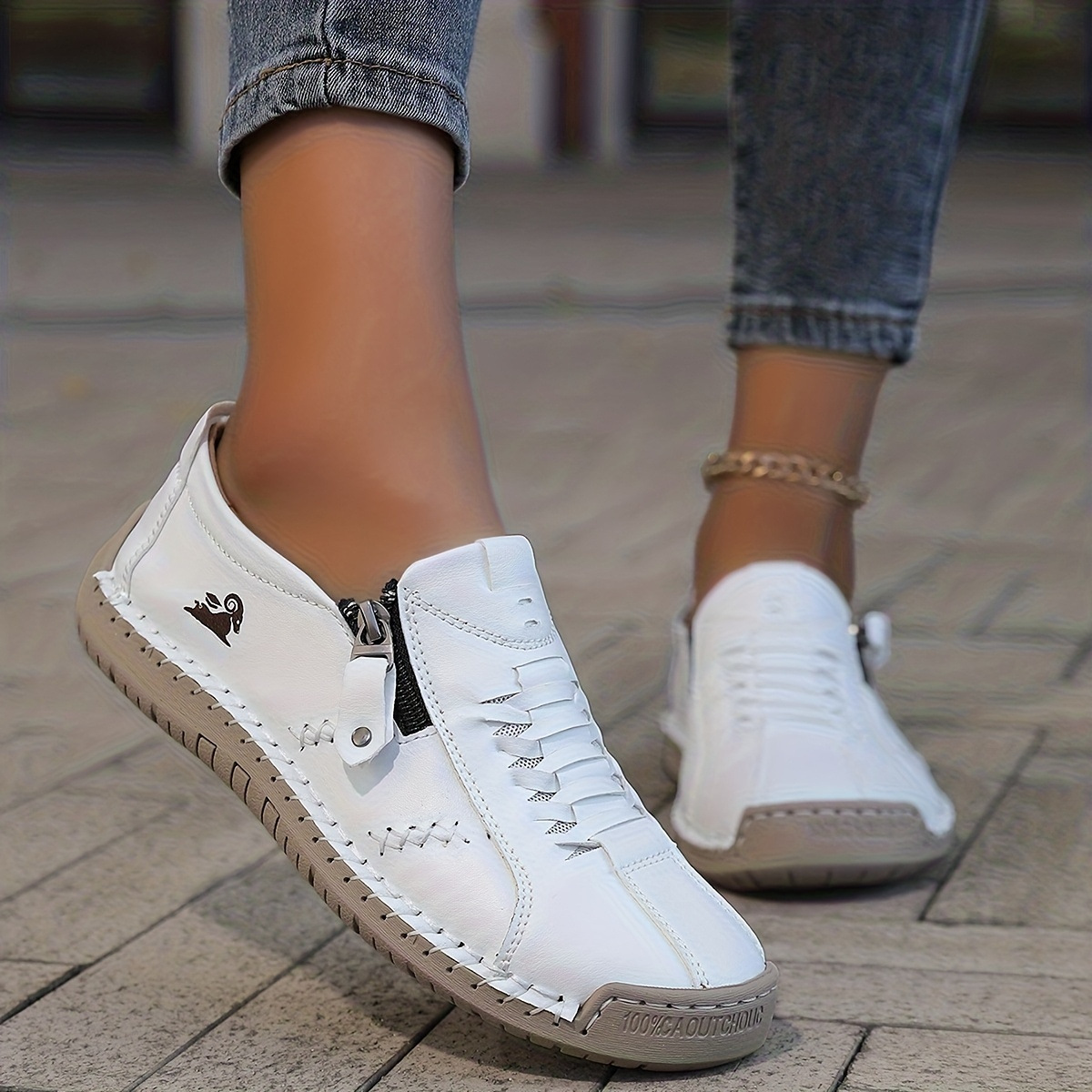 ⏰Limited Time 60% OFF - Women's Premium Cowhide Slip-On Driving Shoes with Side Zipper