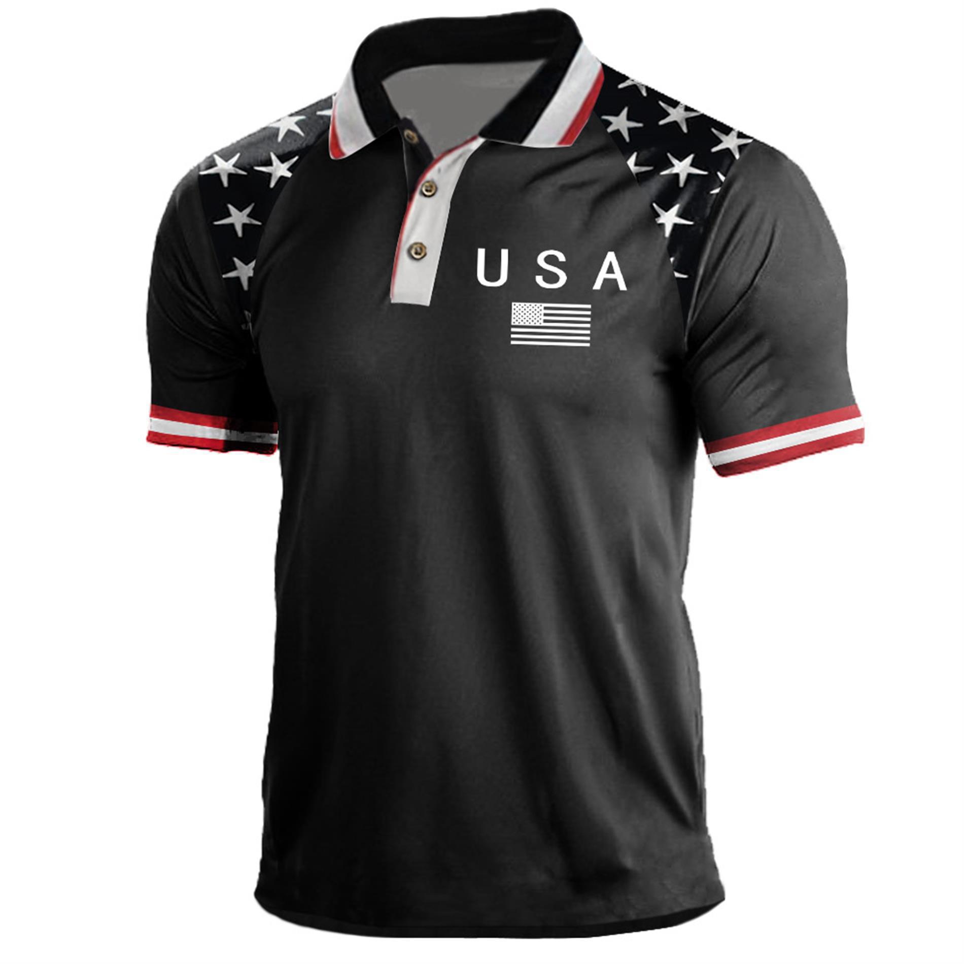 Golf Polo Shirt Cross-Border 3D Printing Polo Amazon Independent Station Best-Selling Popular Leisure Culture Polo