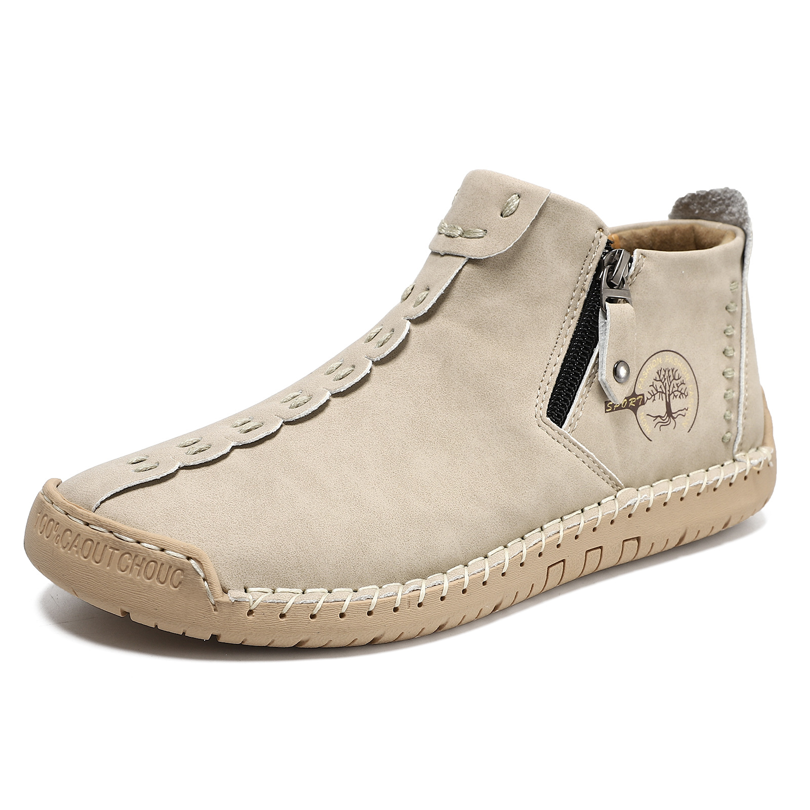 Men's Hand Stitching Leather Side Zippers British Shoes