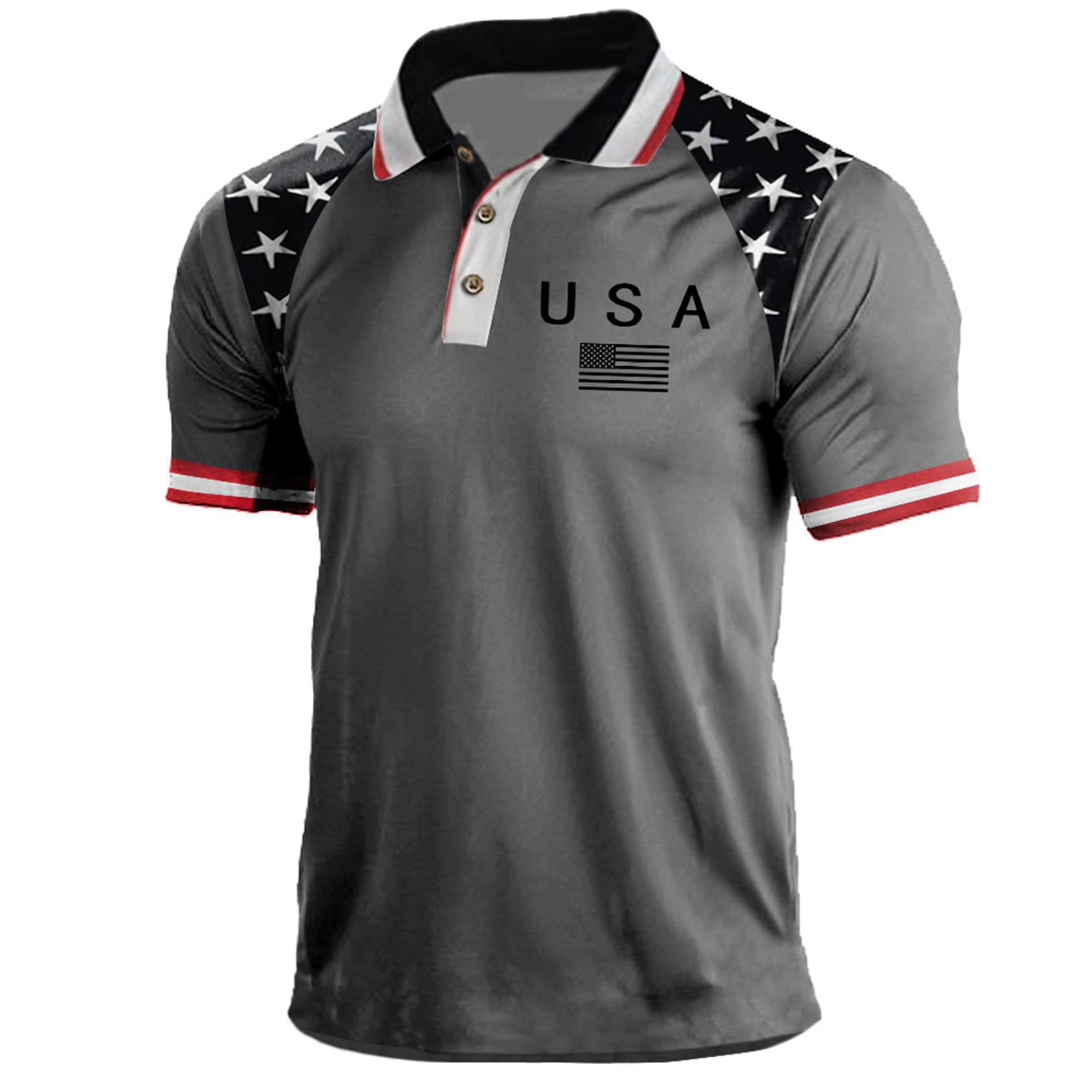 Golf Polo Shirt Cross-Border 3D Printing Polo Amazon Independent Station Best-Selling Popular Leisure Culture Polo