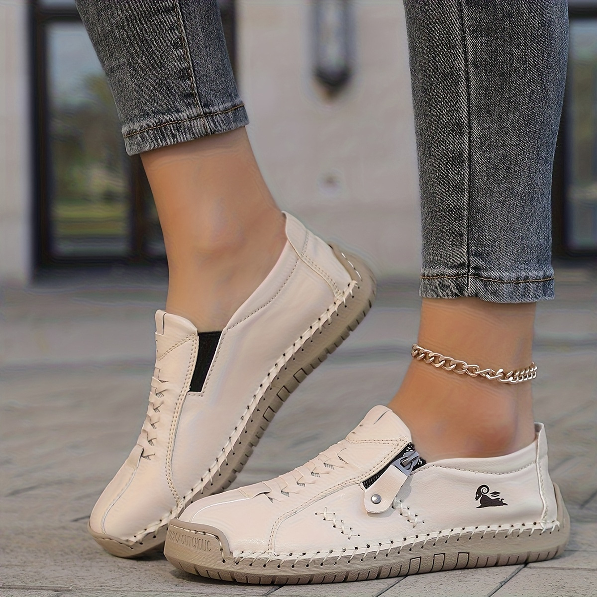 ⏰Limited Time 60% OFF - Women's Premium Cowhide Slip-On Driving Shoes with Side Zipper