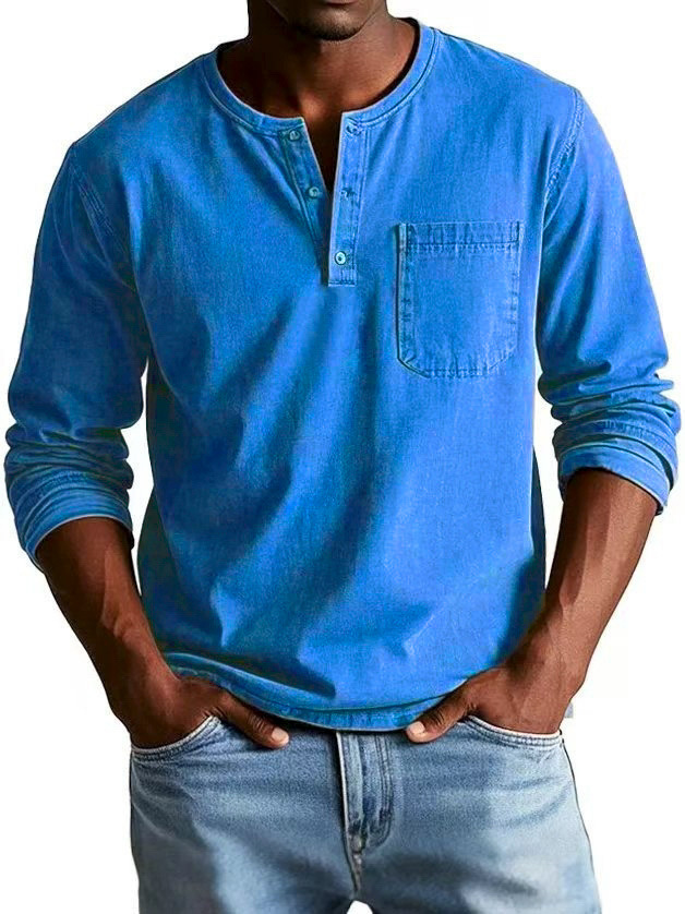 Men's Crew Neck Long Sleeve Slim Fit Breathable Casual Shirt