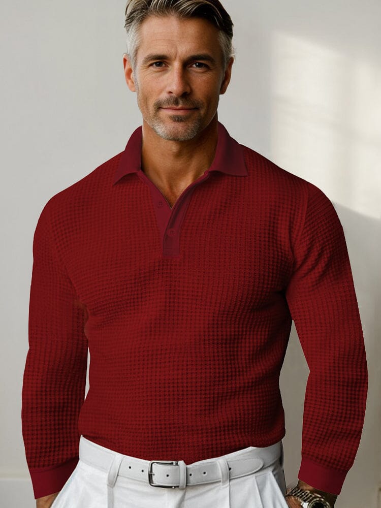 Casual Regular Fit Waffle Polo Shirt