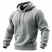 Men's Hoodie Waffle Hoodies Pullover Hoodie Hooded Plain Textured Sports