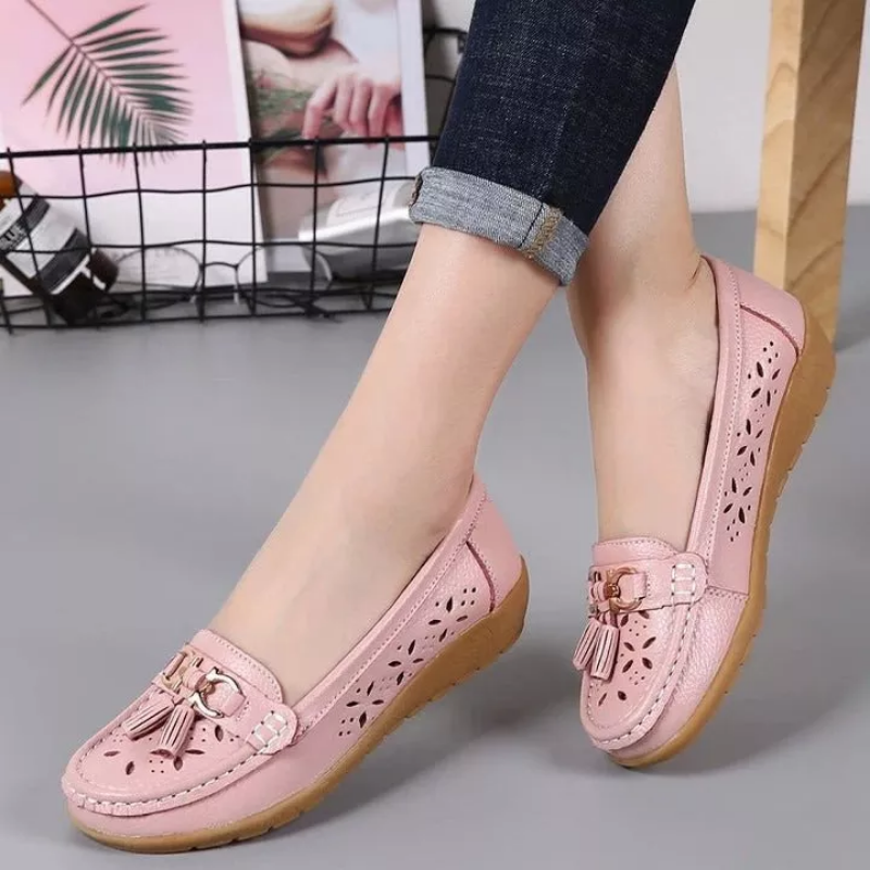 Women's Hollow Soft Leather Breathable Moccasins Sandals