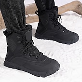 Men's Brown Waterproof Snow Boots with Warm Fleece Lining and Non-Slip Sole, Outdoor Winter Hiking Boots for Cold Weather and Snowy Terrain