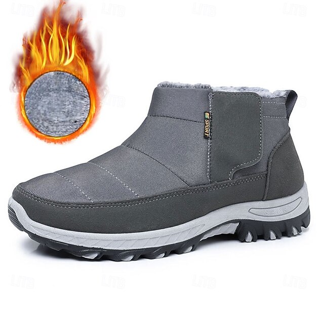 Men's Warm Winter Snow Boots with Fur Lining, Non-Slip Outdoor Ankle Shoes for Cold Weather Hiking and Casual Wear