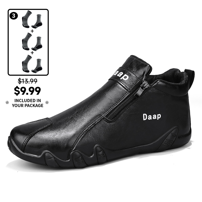 (⏰Limited Time Sale 70% OFF) Men's Handmade Orthopedic Wide Toe Arch Support Slip-On Hiking Shoes Lightweight Waterproof Non-Slip Slip-On Genuine Leather Shoes