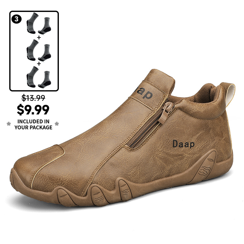 (⏰Limited Time Sale 70% OFF) Men's Handmade Orthopedic Wide Toe Arch Support Slip-On Hiking Shoes Lightweight Waterproof Non-Slip Slip-On Genuine Leather Shoes