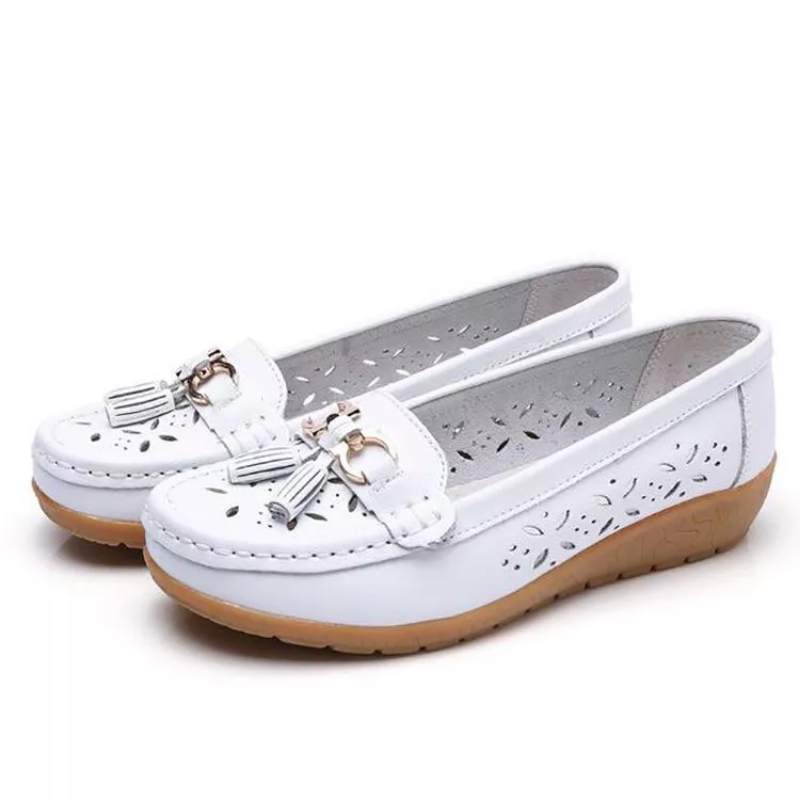 Women's Hollow Soft Leather Breathable Moccasins Sandals