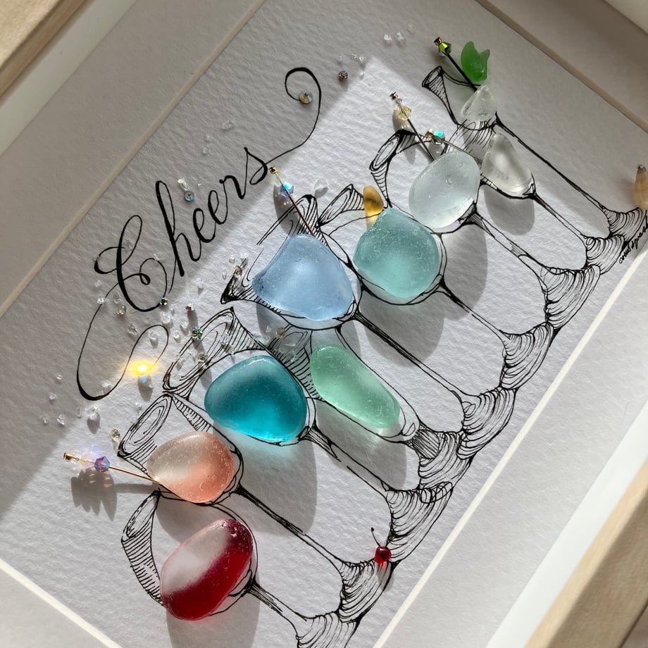 Cocktail Party Sea Glass Art