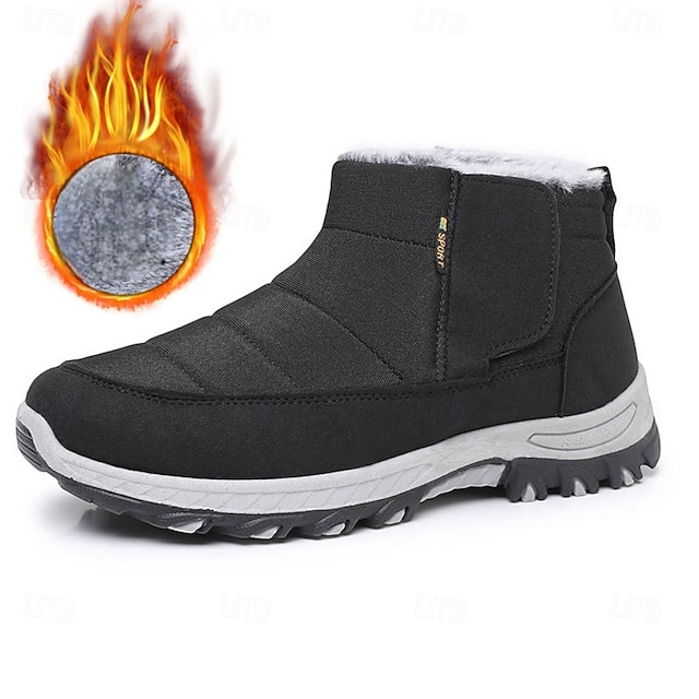 Men's Warm Winter Snow Boots with Fur Lining, Non-Slip Outdoor Ankle Shoes for Cold Weather Hiking and Casual Wear