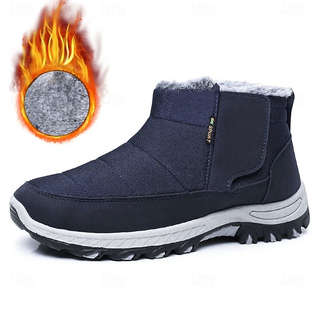 Men's Warm Winter Snow Boots with Fur Lining, Non-Slip Outdoor Ankle Shoes for Cold Weather Hiking and Casual Wear
