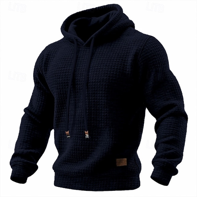 Men's Hoodie Waffle Hoodies Pullover Hoodie Hooded Plain Textured Sports