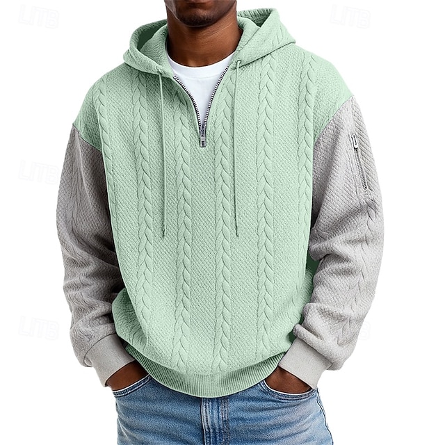 Men's Jacquard Hoodie Pullover Hoodie Sweatshirt Hoodie Patchwork Color Cool Sportswear