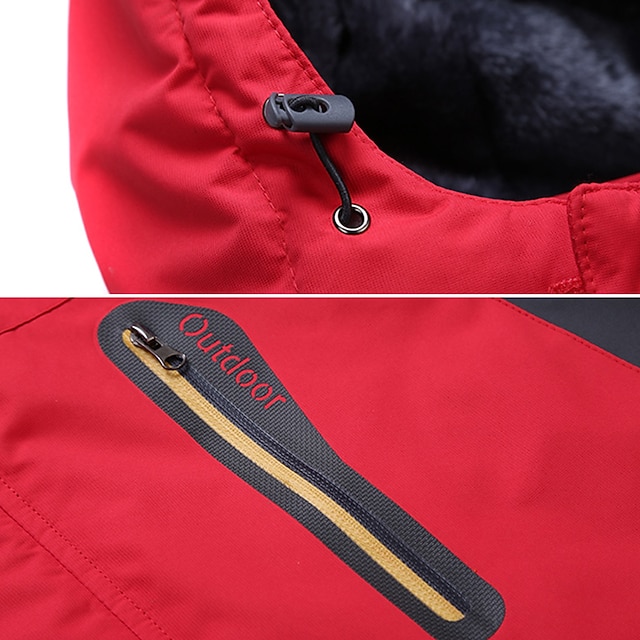 Men's Winter Jacket Fleece Jacket Softshell Jacket Windbreaker Climbing Snow Sports Thermal Warm Waterproof Hooded Waterproof Winter Autumn / Fall Sportswear Regular Red Army Green Light Black Light