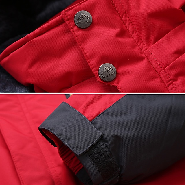 Men's Winter Jacket Fleece Jacket Softshell Jacket Windbreaker Climbing Snow Sports Thermal Warm Waterproof Hooded Waterproof Winter Autumn / Fall Sportswear Regular Red Army Green Light Black Light