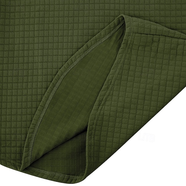 Men's Waffle Tee T Shirt Quarter Zip Tee Long Sleeve Stand Collar Fall Winter Spring &  Fall Solid Color Knitwear Daily Casual Zip Up Outdoor Causal Casual Navy Black White Top Tee for Men