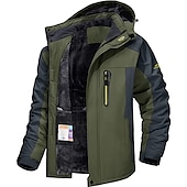 Men's Winter Jacket Fleece Jacket Softshell Jacket Windbreaker Climbing Snow Sports Thermal Warm Waterproof Hooded Waterproof Winter Autumn / Fall Sportswear Regular Red Army Green Light Black Light