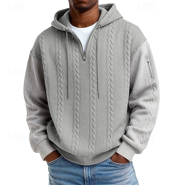 Men's Jacquard Hoodie Pullover Hoodie Sweatshirt Hoodie Patchwork Color Cool Sportswear
