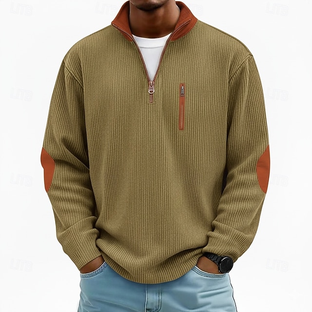 Men's Corduroy Shirt Tee Top Long Sleeve Shirt Oversized Loose Outdoor Street Tee for Men