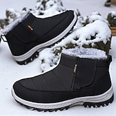 Men's Warm Winter Snow Boots with Fur Lining, Non-Slip Outdoor Ankle Shoes for Cold Weather Hiking and Casual Wear