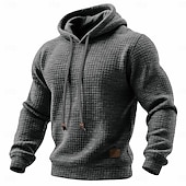 Men's Hoodie Waffle Hoodies Pullover Hoodie Hooded Plain Textured Sports
