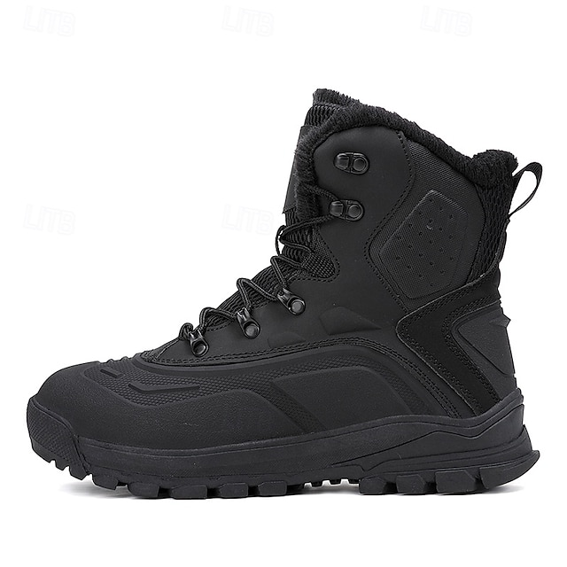 Men's Brown Waterproof Snow Boots with Warm Fleece Lining and Non-Slip Sole, Outdoor Winter Hiking Boots for Cold Weather and Snowy Terrain