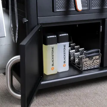 Blackstone 1923 Air Fryer Combo & Four Burners Stainless Steel Gas Hood, Wheels, Two Side Shelf – Heavy Duty Outdoor Griddle Station for Backyard, Patio, 36 inch Black