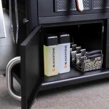 Blackstone 1923 Air Fryer Combo & Four Burners Stainless Steel Gas Hood, Wheels, Two Side Shelf – Heavy Duty Outdoor Griddle Station for Backyard, Patio, 36 inch Black