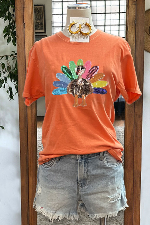 Casual Turkey Graphic Print T-shirt