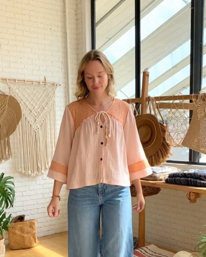 Sweet Color Block Blouses