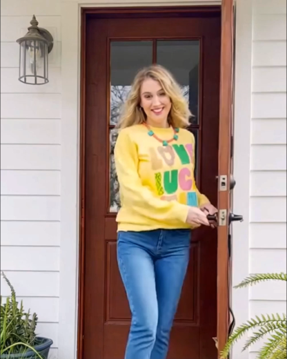 Colorful Lucky Shiny Letter Sweatshirt