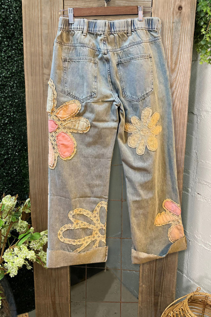 Sweet Floral Patch Jeans