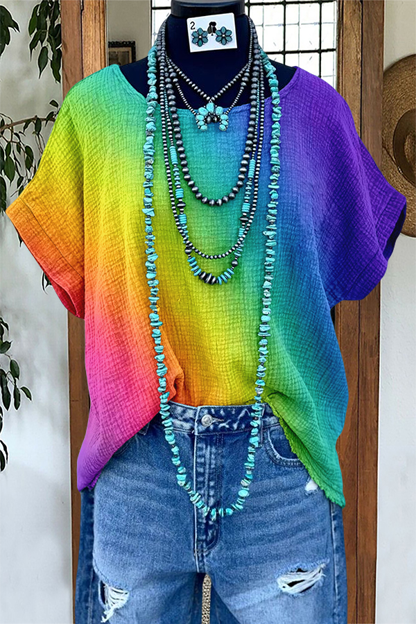 Cozy Pride Month Rainbow Queer Washed Dolman Sleeve T-Shirt