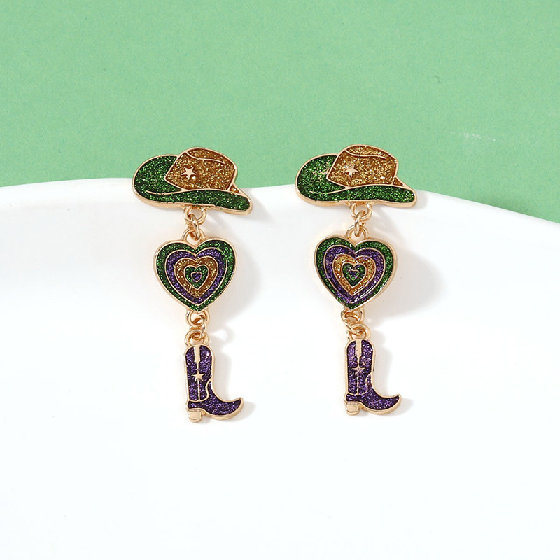 Women's jewelry | Mardi Gras Heart Boots Earrings |ladyboutiquebd