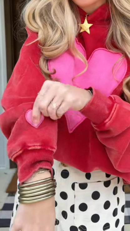 Valentine'S Day Heart Patch Hoodie