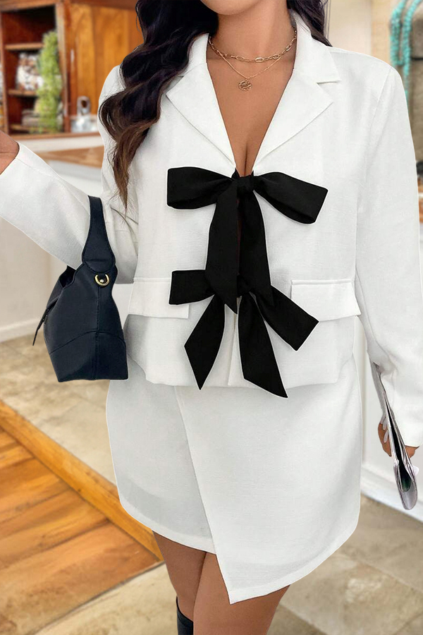Contrast Bow Tie Blazer