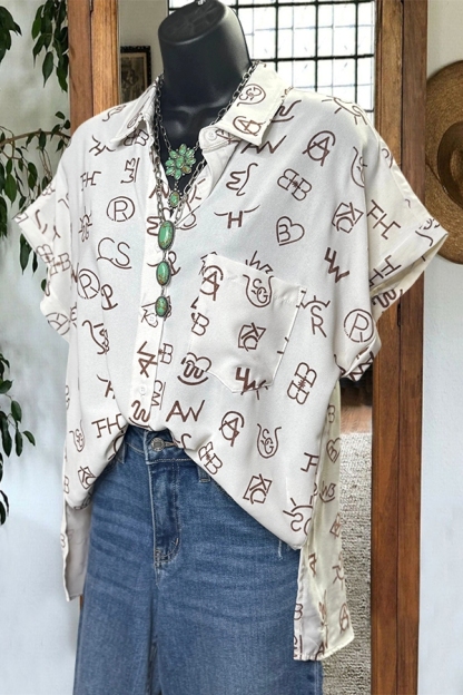 Western Brand Print Short Sleeve Shirt