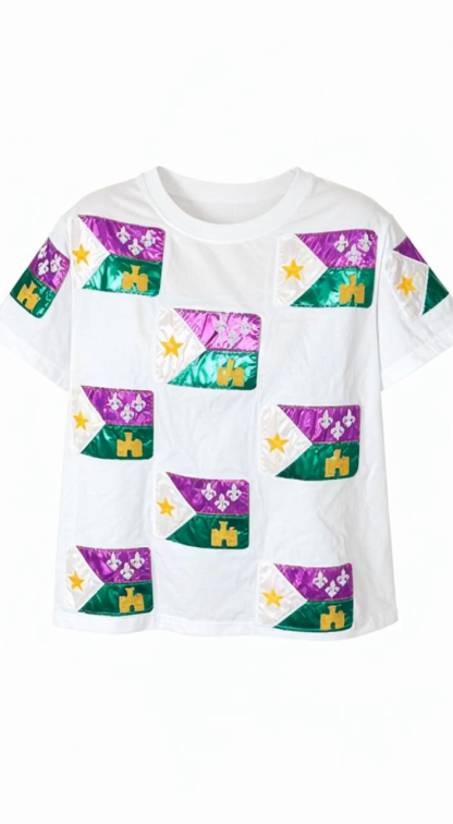 Mardi Gras Scattered Acadian Flag Shirt