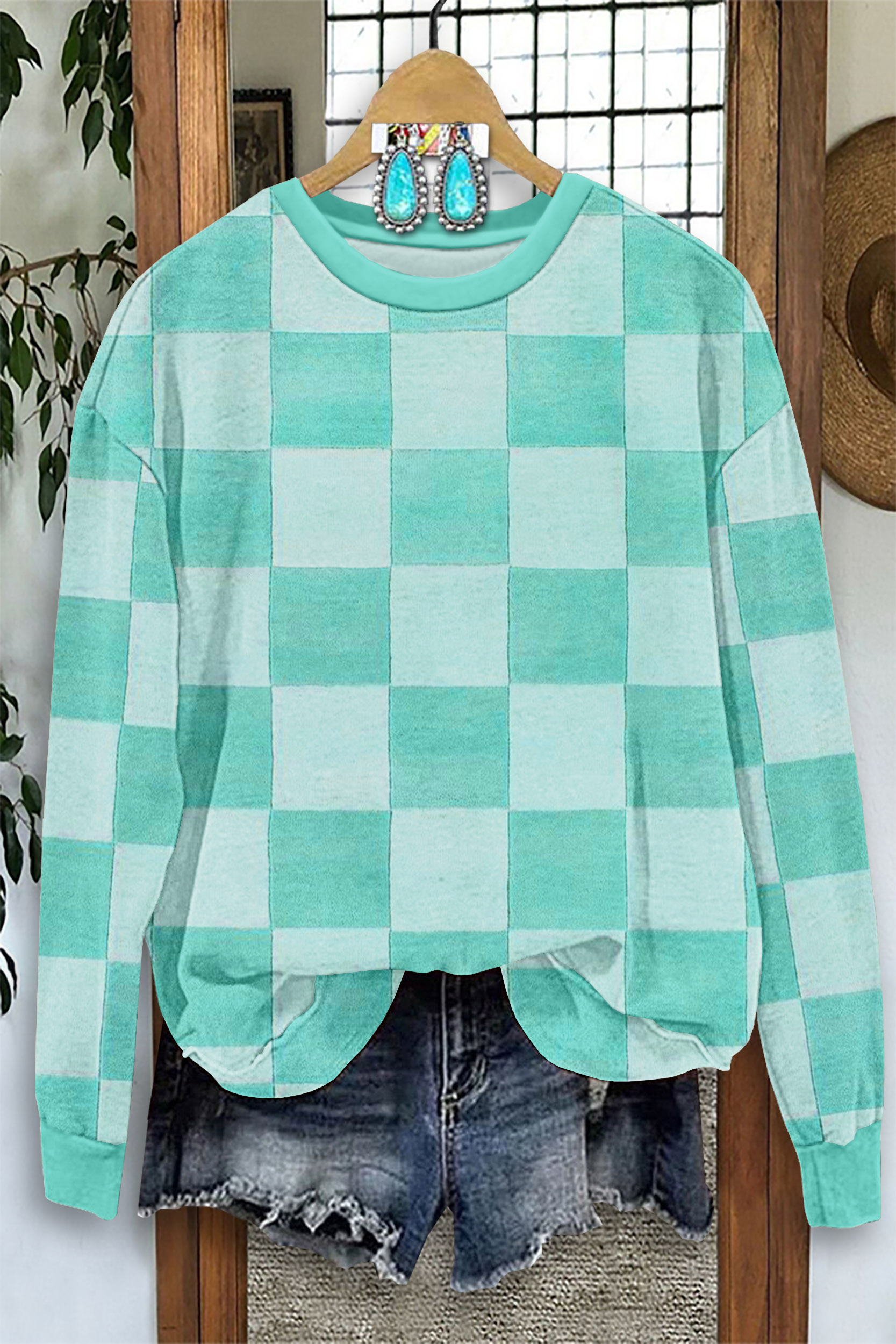 Checkered Print Sweatshirt