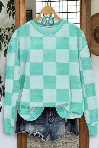 Checkered Print Sweatshirt